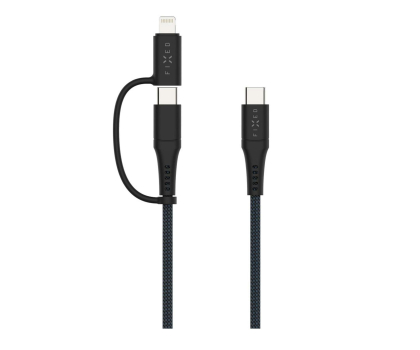 Kabel USB FIXED Pleciony Kabel USB-C/USB-C + Adapter Lightning 1,2m PD 60W